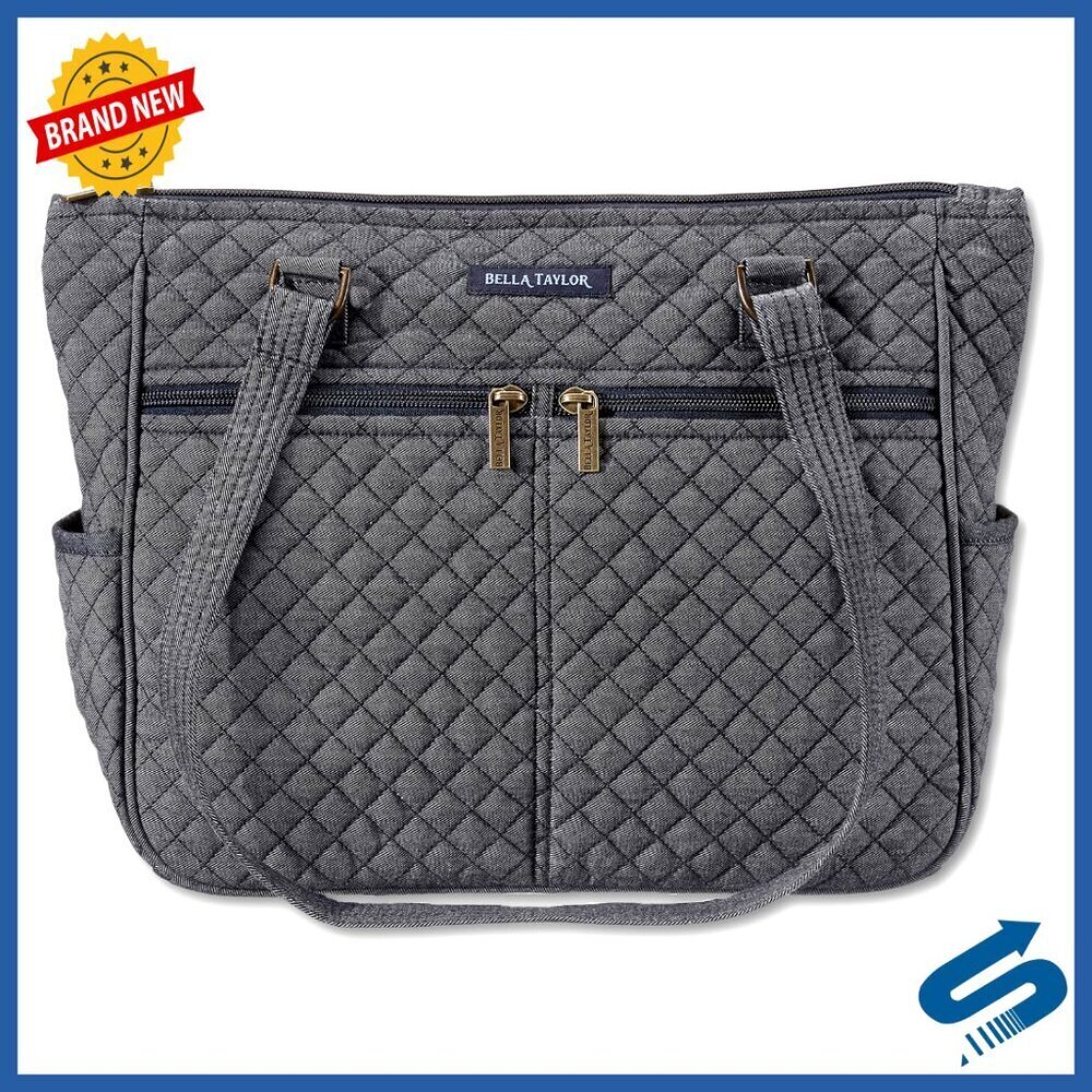 Lightweight Quilted Tote Bag Women's Shoulder Purse Multi Pocket Classic Chic